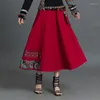 Jupes Style chinois ethnique Vintage femmes Longue couleur grande balançoire 2023 Harajuku asymétrie épissage Faldas Jupe Longue Femme