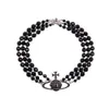 Desginer Viviene Westwoods Empress Dowager Vivian's New Full Diamond Three-layer Black Crystal Big Saturn Necklace Dark Department Personalized Short Neckchain