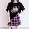 Women's T Shirts Plus Size Harajuku Women BF Loose Shirt Dark Gothic Tops Clothing Summer O Neck Short Sleeve Tshirts Cartoon Streetwear