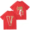 VLONE Men's T-Shirts Original design logo Summer Cartoon Collarless Short Sleeve Letter Loose Versatile Tops T-Shirts black white dt112