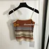 Kvinnliga brev broderade Camis Fashion Stripe Knits Top Summer Breattable Gym Vest Woman Sport Tops