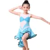 Stage Wear Red/ Blue Latin Dance Dress Girls Robe Danse Competition For Children Tango/ Salsa Samba Fantas