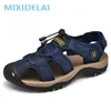 أحذية جلدية Mixidelai للرجال الصيف الأصلي للرجال الأزياء في الهواء الطلق الشاطئ والنعال حجم كبير 38-48 2 39