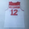 Basketball College 12 Zion Williamson High School Jersey Spartanburg Day University Chemise entièrement cousue équipe rouge blanc pour les fans de sport respirant hommes vente NCAA