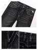Mäns jeans italiensk stil mode män hög kvalitet retro svart grå stretch smal rippad vintage designer denim byxor hombre