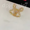 Ring Designer for Women Luksusowe złoto Studded Heart Pearl Crystal Gold Double V Letter 18K Gold Jewelry Classic