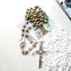 Hänge halsband qigo sten radband halsband lång katolsk kors religiösa bönsmycken för män kvinnor
