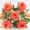 Flores decorativas casamento po prop realista buquê de rosas artificiais para decoração de casa livre de manutenção