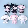 Kawaii Plush Doll Series Dress Anime Kuromi Melody Cinnamoroll Gift Pendant fylld nyckelring