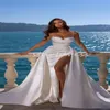 Abito da sposa civile minimalista con gonna oversize e spalline senza spalline Sirena Boho Beach Abiti da sposa Elegante abito da sposa con spacco alto Chic Vestidos De Novia 2024