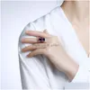 Rings Simated Natural Amethyst Ring For Women Gemstones 14K Gold Shiny Real 925 Sterling Sier Fine Jewelry Drop Deliv Dhgarden Dhpan