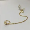 Stud Earrings 1 Pcs Gold Color Long Chain For Women Girls Zircon Ear Cuff Line Fashion Jewelry Gift Moon Star Rhinestone