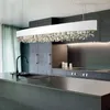 Lustres Retangular Branco Moderno Lustre Iluminação Sala de Jantar Decoração Ouro / Preto Cristal Led Lâmpada Pendurada Cozinha Islande Luminária