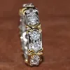 Bague de mariage professionnelle en diamant simulé d'éternité, 10kt, or blanc et jaune, bague croisée, taille 5-11, vente en gros