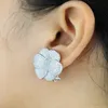 Stud Iced Out Bling CZ Flower Earring Silver Color Micro Pave 5a Big Flowers Charm Earrings Luxury Women Jewelry 231102