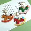 Porte-clés chevaux à bascule de dessin animé fait à la main pour femmes, breloques en cuir, pendentif de sac, cadeaux de fête