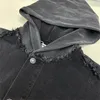 Men's Hoodies Splicing Denim Jacket Men Women High Quality Hoodie Vintage Washed Used Sweatshirt Heavy Weight Pullover