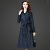 Dames Trench Coats Women's Medium and Long Wind Breaker 2023 Spring Herfst Over-the-Knee High-End Atm-Empic Mother's Dure