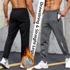 Calças masculinas outono e inverno homens velo esportes correndo exercício fitness jogging calça casual quente masculino