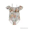 Kledingsets RC Baby Girls Swimwears Kinderen Zomer Mooie bloemenpatroon Peuter Zwempakken Striped Sunbeach Swimsuit 230331