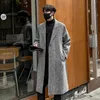 Men' Blends Korean Trend Trench Couples Loose Casual Overcoat Autumn Winter Fashion Single breasted Woolen Long Coat 2023 231102