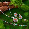 Necklace Earrings Set Luxury Saudi Arabia Turquoise Colourful Zircon Long Sweater Chain Earring Elegant Women Wedding Bridal Jewelry