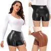 Women's Shorts Women's Pu Leather Sexy Skinny Elastic Waist High Waist Shorts Nightclub 3xl 4xl 5xl 230331