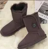 Women Baily Button Snow Boots 5803 Shearling Bootie غير الرسمي ناعم مريح حافظ على أحذية أحذية دافئة مع حقيبة مربع لبطاقة Dustipags جميلة uggit