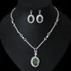 Necklace Earrings Set & Fashion Champagn Green Red Blue CZ Zircon Earring Wedding Bride Banquet Dressing Jewelry