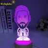 Night Lights Soccer Soccer Football Star Lionels Messis Wooden 3D Lamp 7 ألوان غرفة نوم بجانب السرير LED USB Light Light Decoreacao Kis Wood Gift P230331