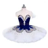Scena noszona kobiety dorosły profesjonalny balet kostium Tutu niebieski aksamitny biały tiulowy tiul