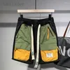 Pantaloncini da uomo Gmiixder Japanese Cargo Hip Hop Tasca con giunture a colori a contrasto Mezzi pantaloni estivi larghi da lavoro personalizzati