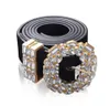 Cinture di grandi strass di design di lusso per le donne Gioielli in vita in pelle nera Cintura a catena in oro con strass Diamond Fashion4669817