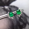 Stud -oorbellen Imitatie Emerald Tourmaline Square Diamond Vrouw