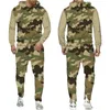 Trainingspakken voor heren Camouflage 3D-print Hoodies/broek/pak Outdoor Fitness Sportkleding Sweatshirt met capuchon Tweedelige set Jogging-trainingspak voor koppels