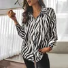 Women's Blouses Striped Women Shirts Loose Fit Zebra Patterned Fashion Casual Long Sleeves For Spring Summer Female Chiffon Lapel Tops