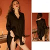 Pijamas femininos camisola sexy tentação chiffon com decote em v camisa pijamas namorado estilo casa lingerie vestido e tangas conjunto