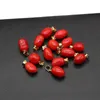 Kolye Kolye 3pcs Taklitler Kırmızı Mercan Yapay Boncuk Kadınlar için DIY Yahudi Küpe Yapan Erkekler Hediye 13.5x9.5mm