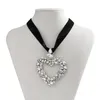 Big Heart Pendant Necklace for Women Black Rope With Full Rhinestone Charm Choker Jewelry On The Neck Party Girls