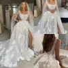2023 Wspaniałe suknie ślubne suknia ślubna 3D Kwique aplikacje z koralikami paski boczne szczeliną ogród ogród plus rozmiar wykonany na zamówienie plażę vestido de novia
