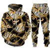 Herrspårsperioder Boutique Golden Chain 3D Print Women's Hoodie/Pants/Set Spring Fall Long Sleeve Tracksuit Outfits Par Streetwear Jogging