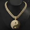 Ketten ULJ Hip Hop Tai Chi Bagua Halskette Personalisierter chinesischer Stil Yin Yang Herren Anhänger Iced Out Schmuck