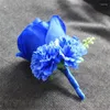 Декоративные цветы королевского синего цвета, мужские бутоньерки для жениха, папы, корсажа, свадебные розы, аксессуары для выпускного вечера, украшения для вечеринки