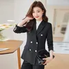 Dwuczęściowe spodnie kobiet jesienne zima formalne profesjonalne kombinezony kobiet w stylu eleganckie biuro noszenie blazers feminino dla kobiet