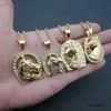 Daicy Hip Hop Men Gold 316L Rostfritt stål Diamond Saddle Horse Head Jewelry Pendant