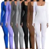 Womens Jumpsuit 2023 printemps automne femmes mode vêtements col bas à manches longues élégant body côtelé tricot une pièce Women Jumpsuits