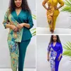 Vestidos casuais europa e os estados unidos mulheres africanas plus size mãe vestido impresso casaco longo calças terno de duas peças ml101q43