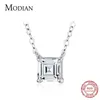 Modian réel 925 argent Sterling carré émeraude coupe clair CZ classique collier pendentif pour les femmes de mariage charme bijoux fins 210619283p