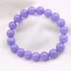 Strand 10mm runda lila violetta jade chalcedony pärlor armband natursten elastisk hand prydnad kvinnsmycken gör design