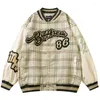 Herrjackor 2023 Autumn Pu Leather Sleeve Patchwork Baseball Mens Harajuku Vintage Letter Handduk Embrodery Jacket Oversize Chaquetas